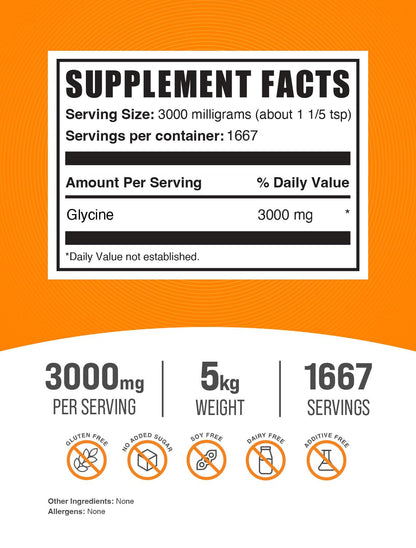 Replace Sugar in your coffee with - Glycine Supplements, Glycine 3000mg - Glycine Amino Acid Supplement, Pure & Gluten Free - 3000mg per Serving, 500g (1.1 lbs) (Pack of 1)