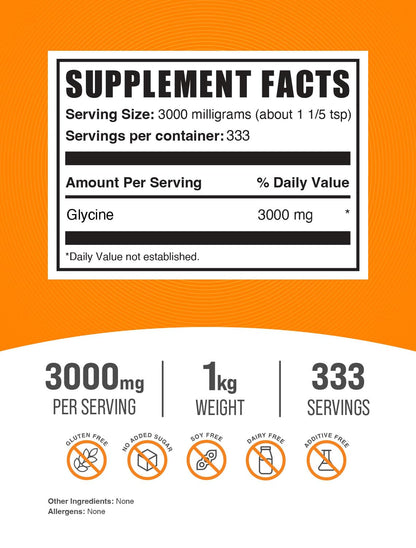 Replace Sugar in your coffee with - Glycine Supplements, Glycine 3000mg - Glycine Amino Acid Supplement, Pure & Gluten Free - 3000mg per Serving, 500g (1.1 lbs) (Pack of 1)