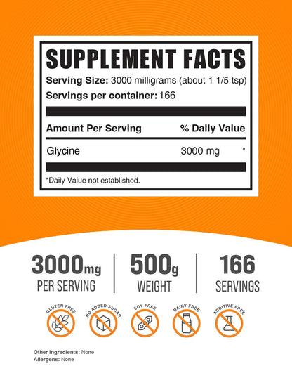 Replace Sugar in your coffee with - Glycine Supplements, Glycine 3000mg - Glycine Amino Acid Supplement, Pure & Gluten Free - 3000mg per Serving, 500g (1.1 lbs) (Pack of 1)